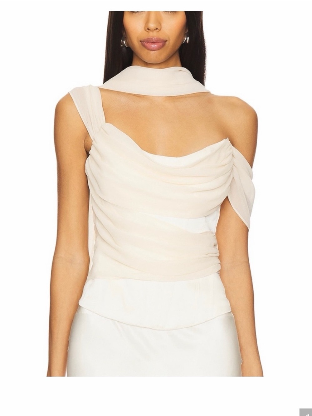 LPA Cream Draped scarf top